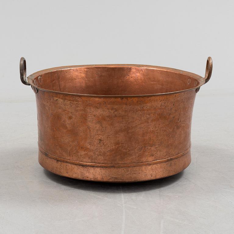S Swedish 19th century copper pot firewood tub.