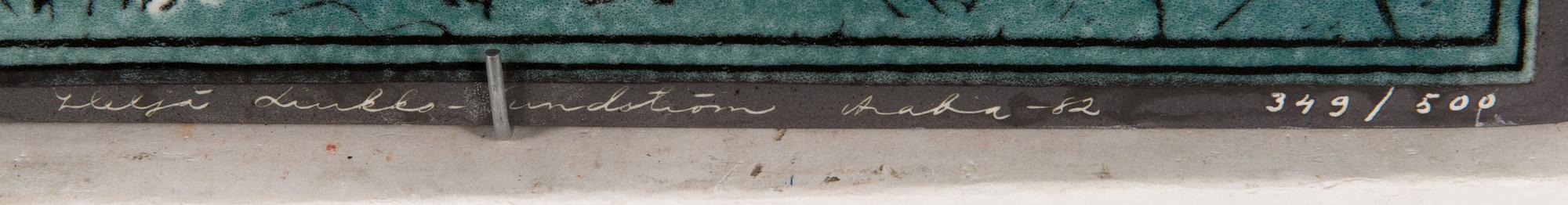 Heljä Liukko-Sundström, väggplattor, 4 st, signerade Heljä Liukko-Sundström, Arabia 1982 och 1983.