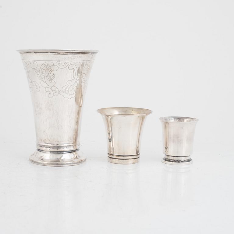 Goblets and toddy cups, 7 pcs, silver, Sweden 1929-66.