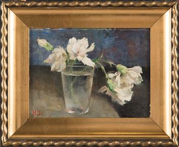 Helene Schjerfbeck, Carnations in a Glass of Water.