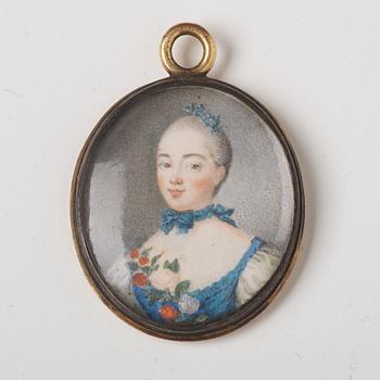 UNKNOWN ARTIST 18TH CENTURY. Maria Romanovna Vorotzova (1737-1765), portrait miniature, 18th century.