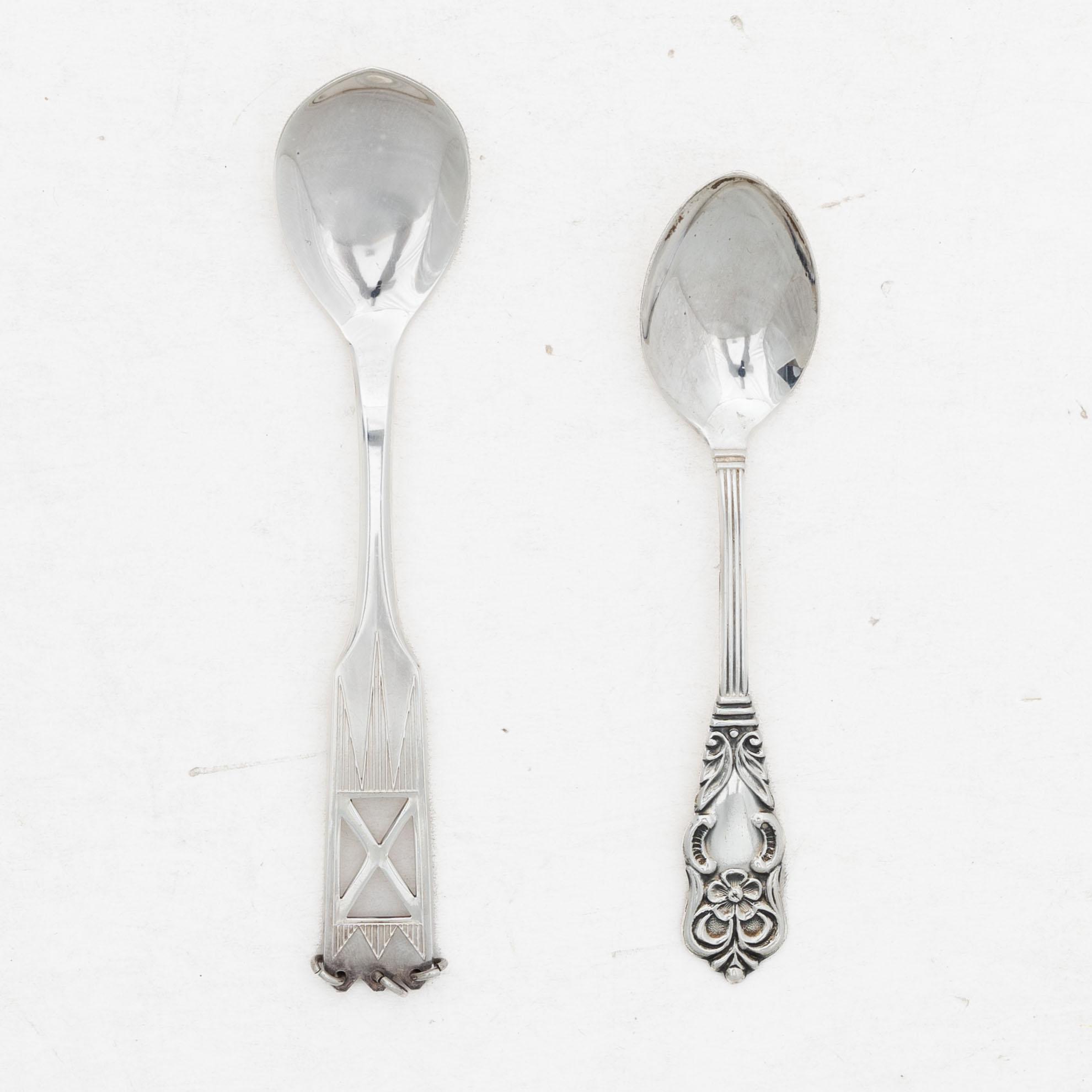 Coffee and mocha spoons, 12+6 pieces, silver, Alton Guldvaru Ab, Falköping, 1959–1967.