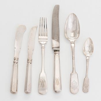 A 30-piece set of silver cutlery, St. Petersburg, Vyborg and Helsinki 1873-1920.