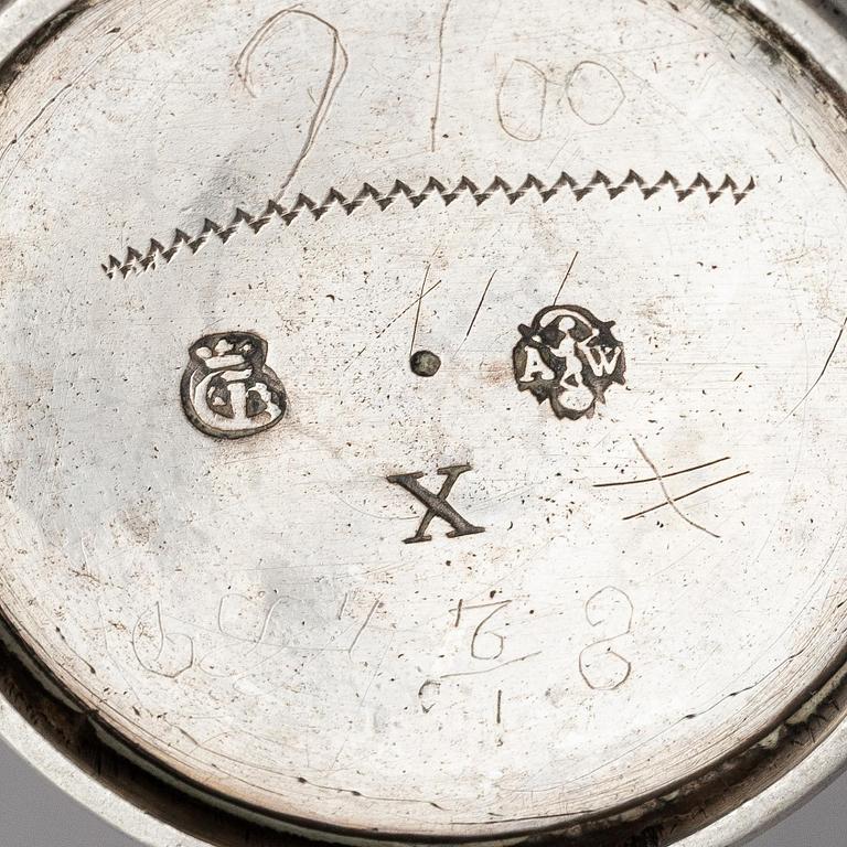 Abraham Wirgman, bägare, silver, Göteborg 1714. Senbarock.