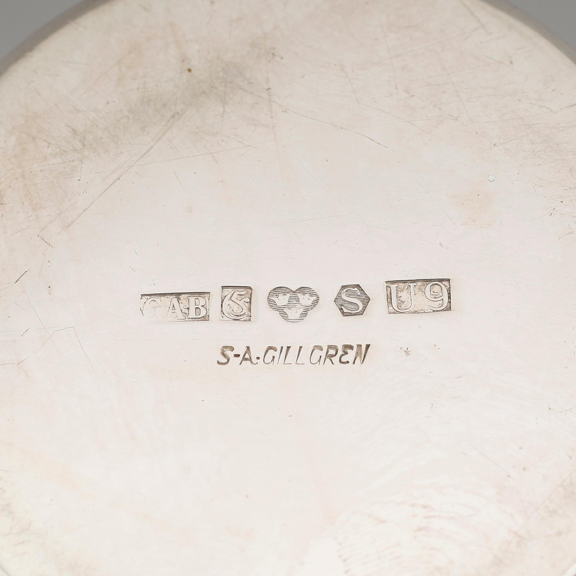 BÄGARE, silver, S A Gillgren, GAB, Stockholm 1970. Vikt ca 365 gram.