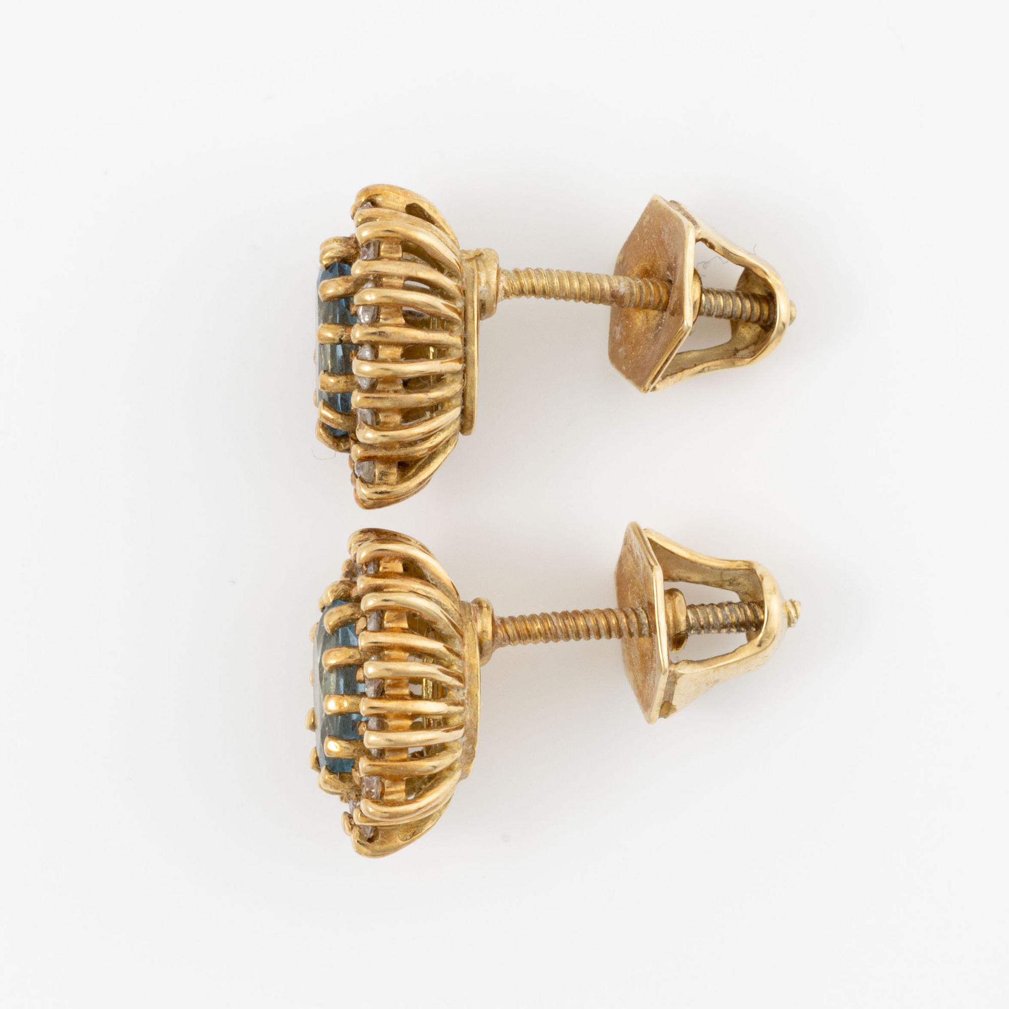 Earrings, H.Stern, 18K gold with aquamarine and brilliant-cut diamonds.