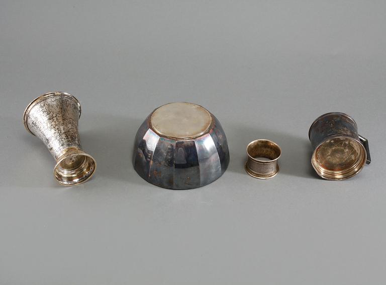 PARTI SILVER, 4 delar, bl a Sverige och Ryssland, 1900-talets början, vikt 403 g.