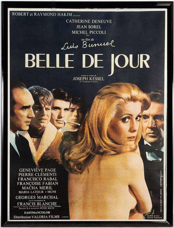 A signed film poster, 'Belle de Jour'.