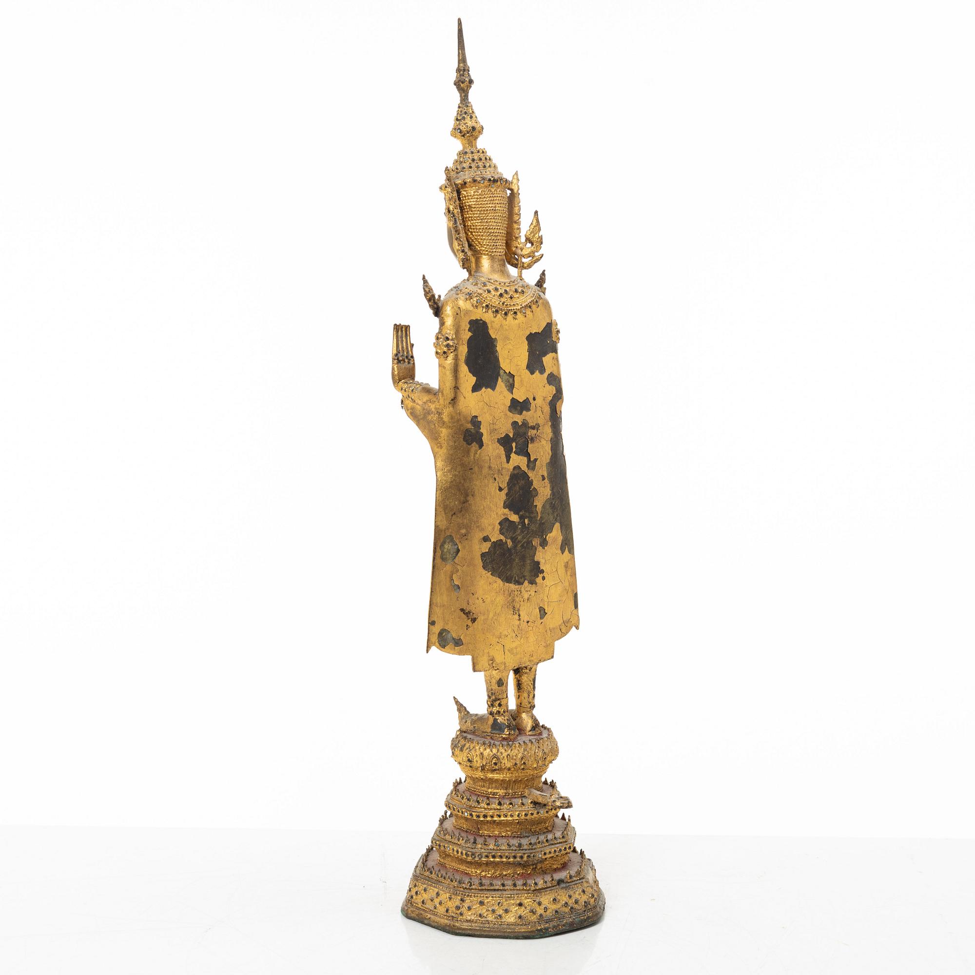 A gilt bronze buddha, Bangkok, Thailand, 1900s.