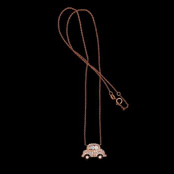 COLLIER, 18 k rödguld, briljant- och baguettslipade diamanter tot 0.84 ct.