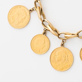 Bracelet 18K gold with gold coin.