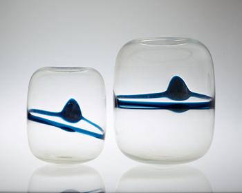 TIMO SARPANEVA, vaser, 2 st, "Blues", Iittala, Finland 1985.