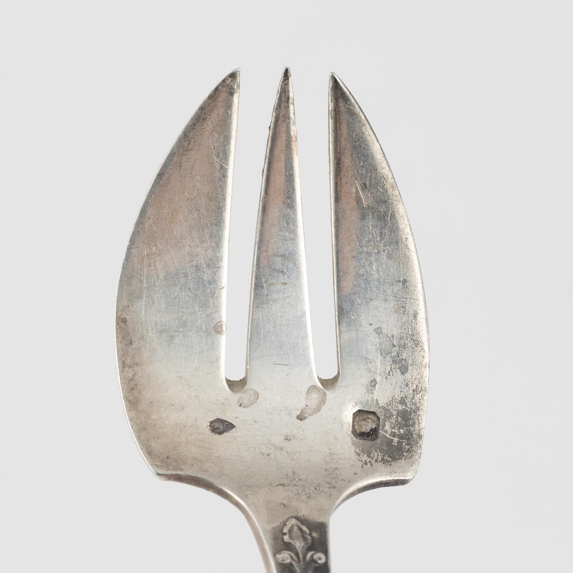 Lapparra & Gabriel, ostrongafflar, 6 st, silver, Paris (1902-1923).