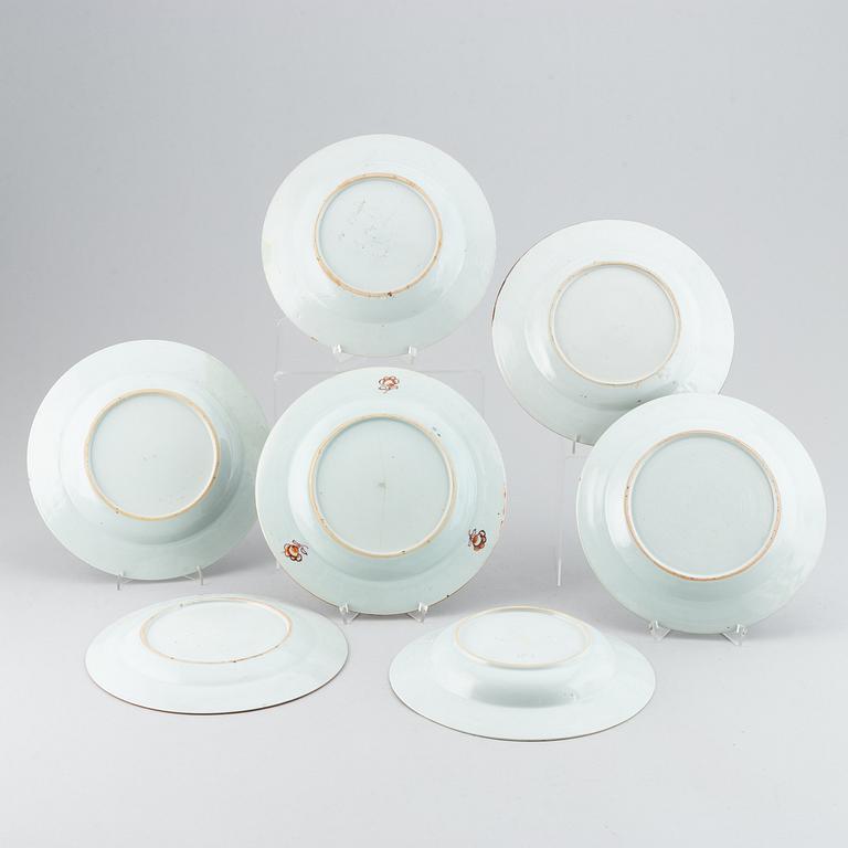 A group of seven odd famille rose dishes, Qing dynasty, Qianlong (1736-95).