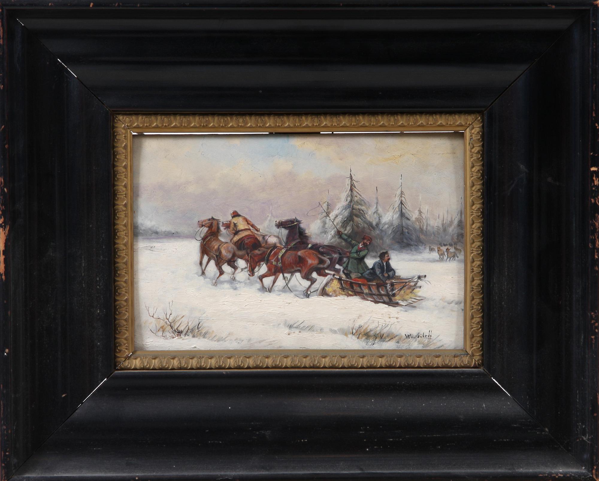 OKÄND KONSTNÄR, olja på pannå, 2 st, sign Wassiloff. Ryssland, 1900-talets senare hälft.