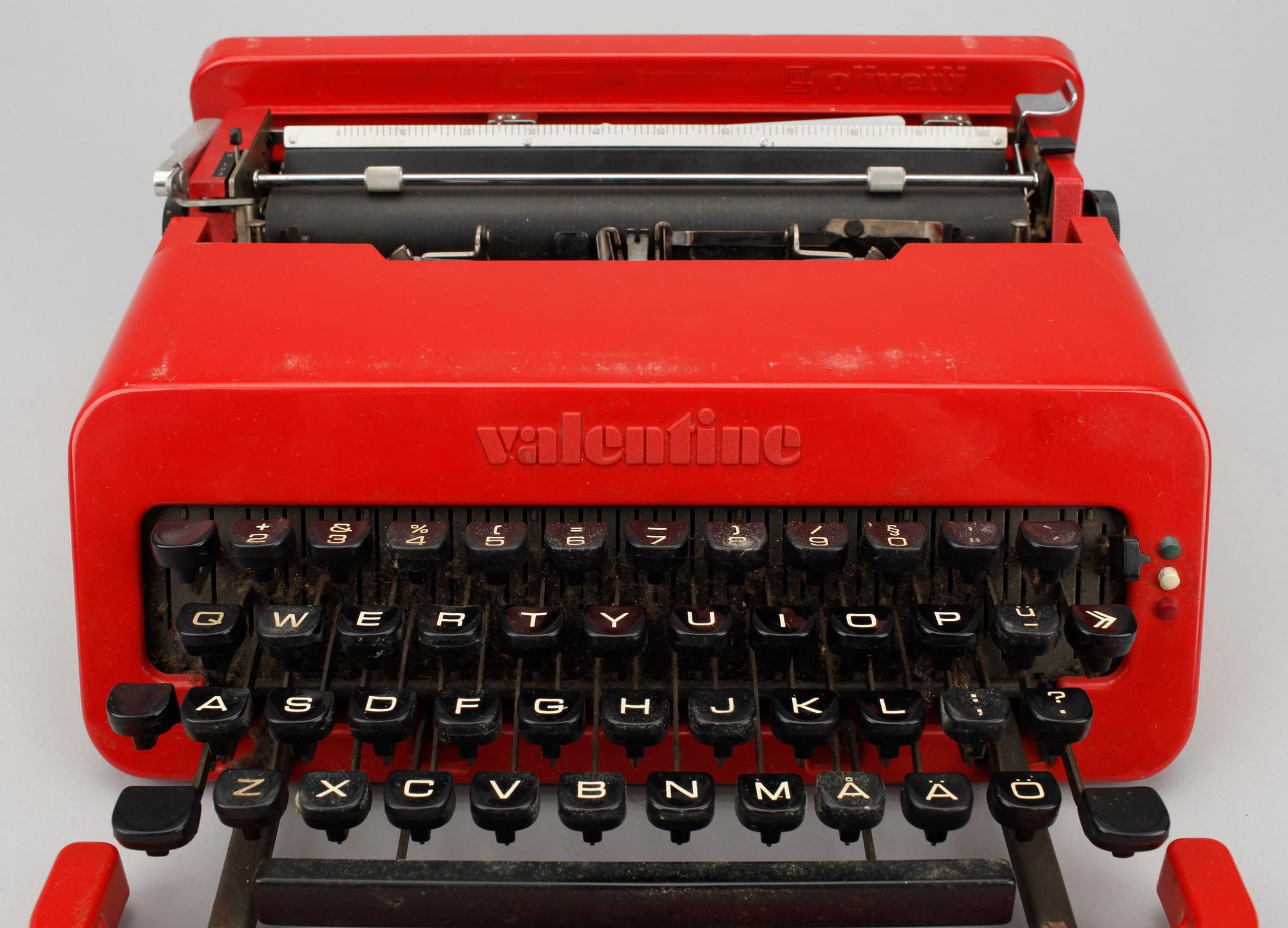 SKRIVMASKIN, "Valentine", Perry King samt Ettore Sottsass, Olivetti, 1900-tal.