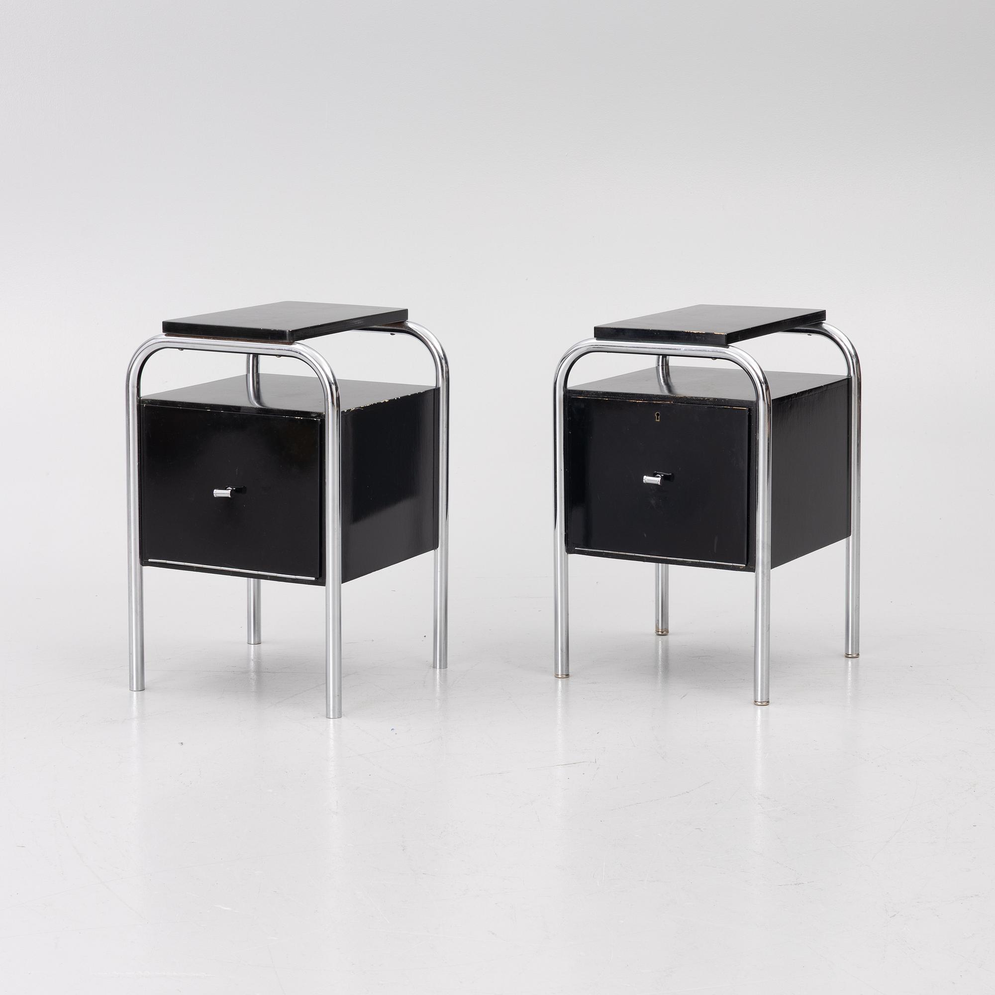 Pair of bedside tables, Functionalist, 1930s.