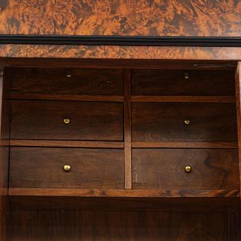 A Swedish burr-elm late baroque writing cabinet, first part 18th century.