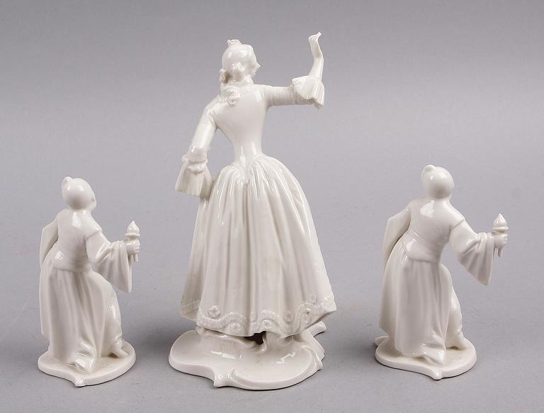 FIGURINER 3st, porslin, Tyskland, 1900-tal.