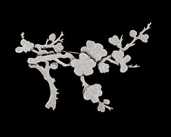 A Wiwen Nilsson sterling brooch of a branch of cherry blossom, Lund 1965.