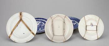 SERVIS, 25 delar, flintgods, Wedgewood, "Willow", 1800-1900-tal.