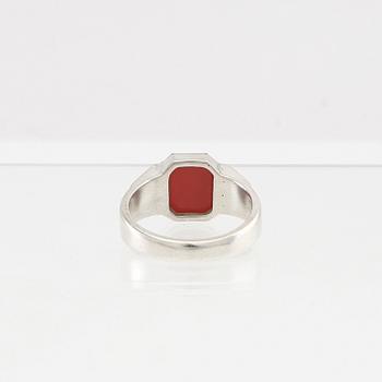 Wiwen Nilsson, silver ring with faceted carnelian, Lund 1950.