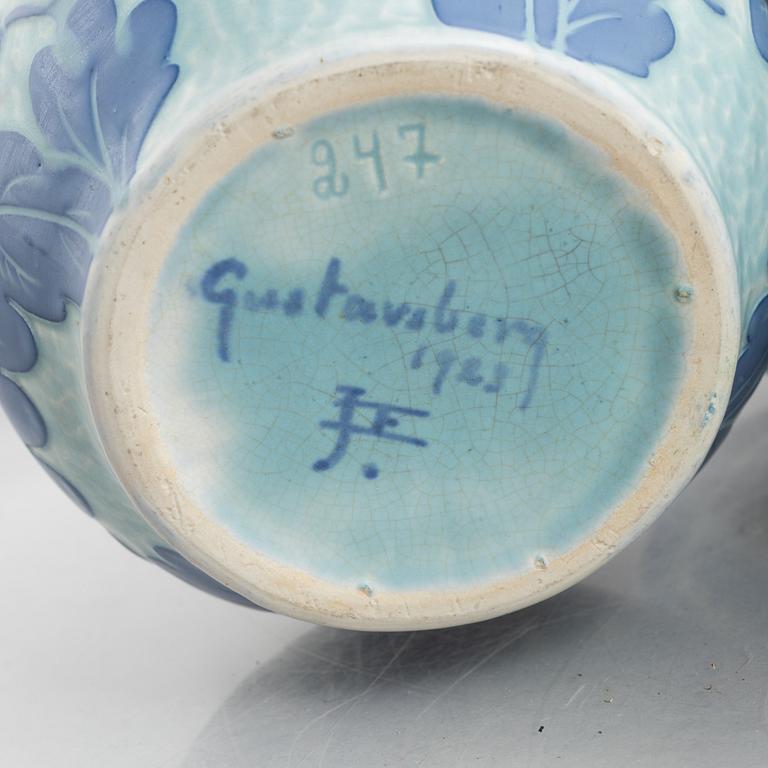 Josef Ekberg, two vases, 'Sgrafitto', Gustavsberg 1919 and 1923.