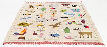 Rug, kilim, hand-embroidered, approx. 228 x 180 cm.