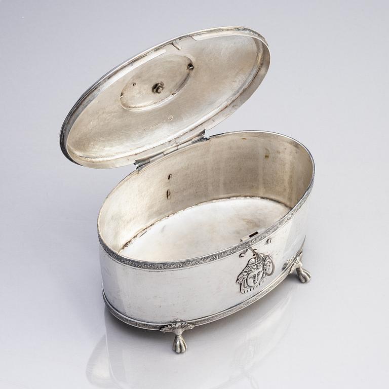 A Swedish 19th century silver sugar-casket, mark of Anders Emanuel Blomquist, Vadstena 1825.