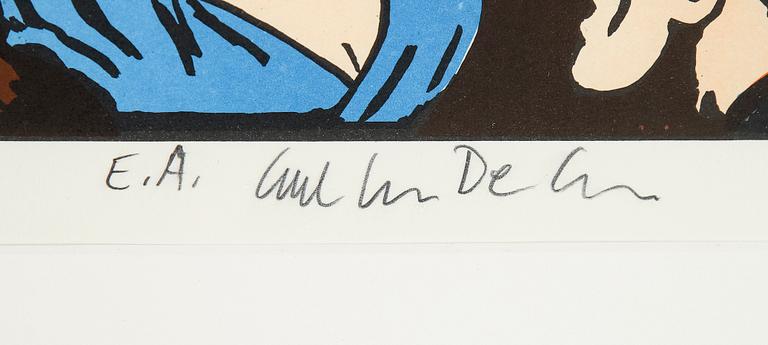 CARL JOHAN DE GEER, färglitografi, signerad EA.