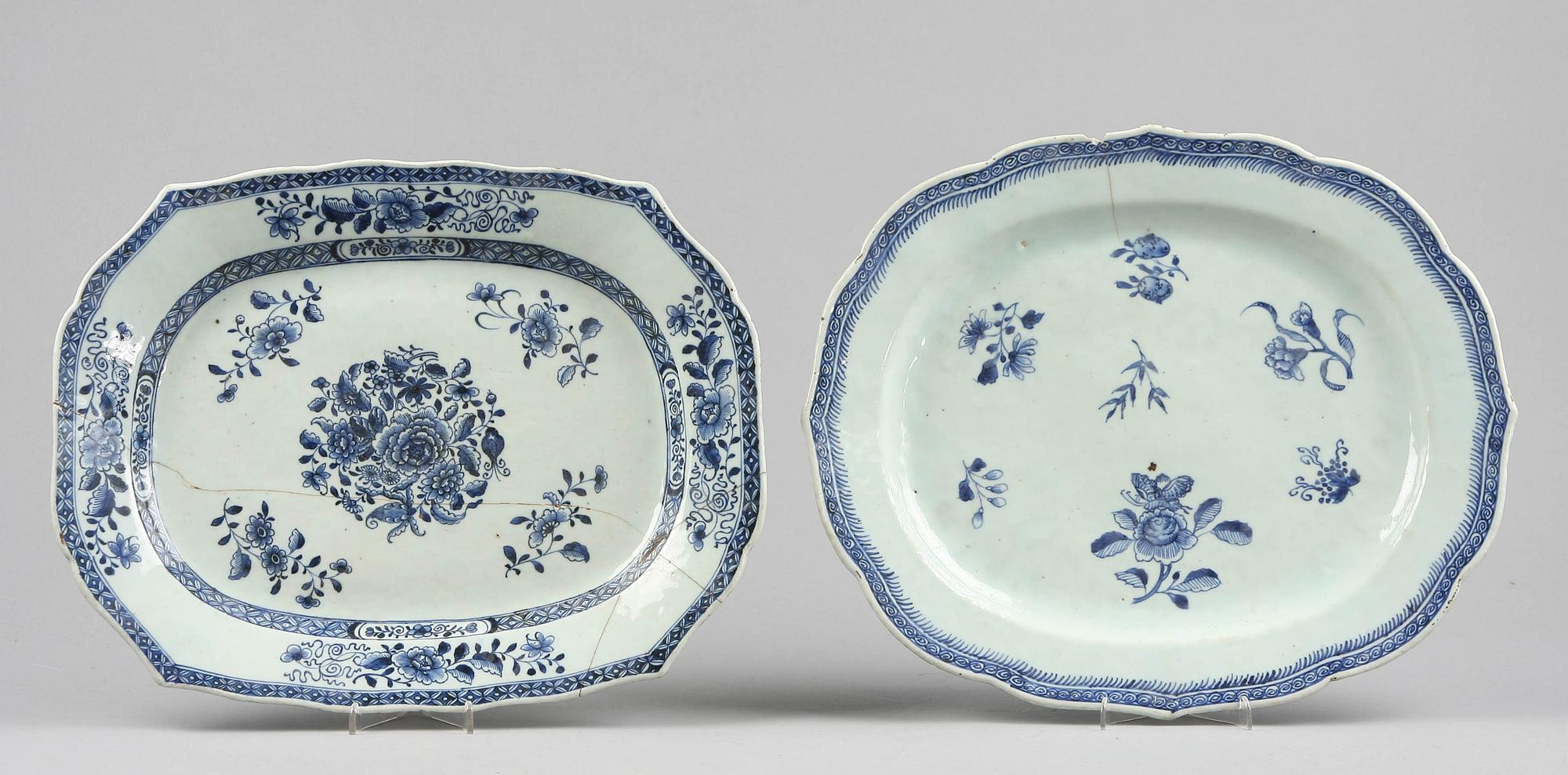 STEKFAT, 2 st, porslin. Kina, Qianlong 1700-tal.