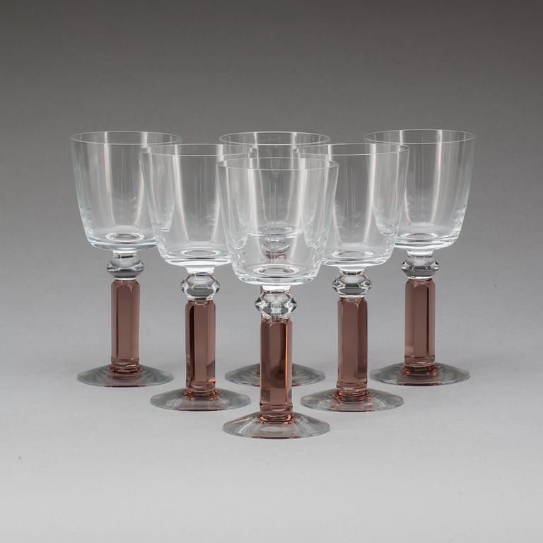 VINGLAS, 6 st, "Versailles", Gunnar Cyrén, Orrefors.
