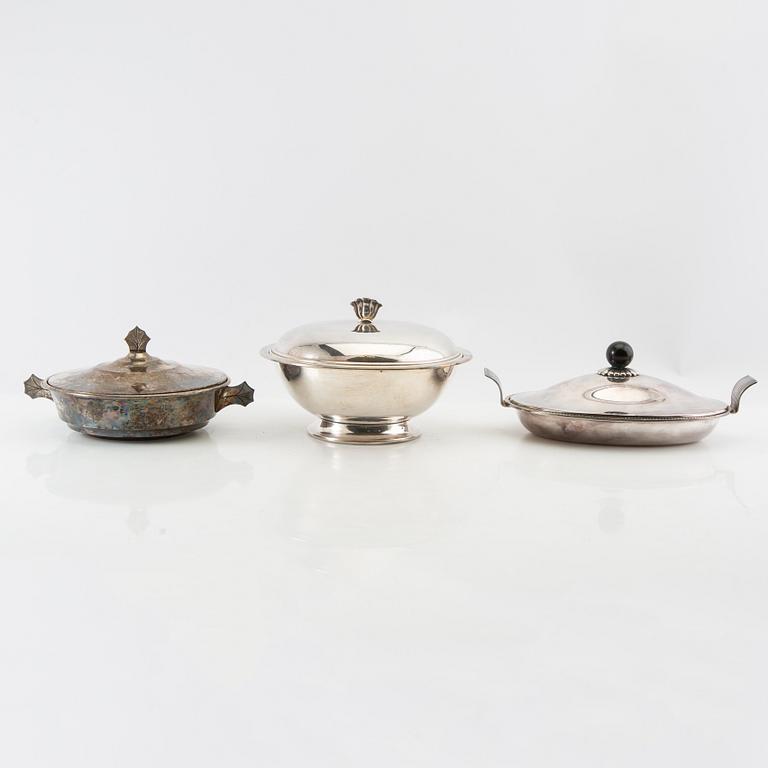 Carafes 3 pcs of silver plate, including CG Hallberg, first half of the 20th century.