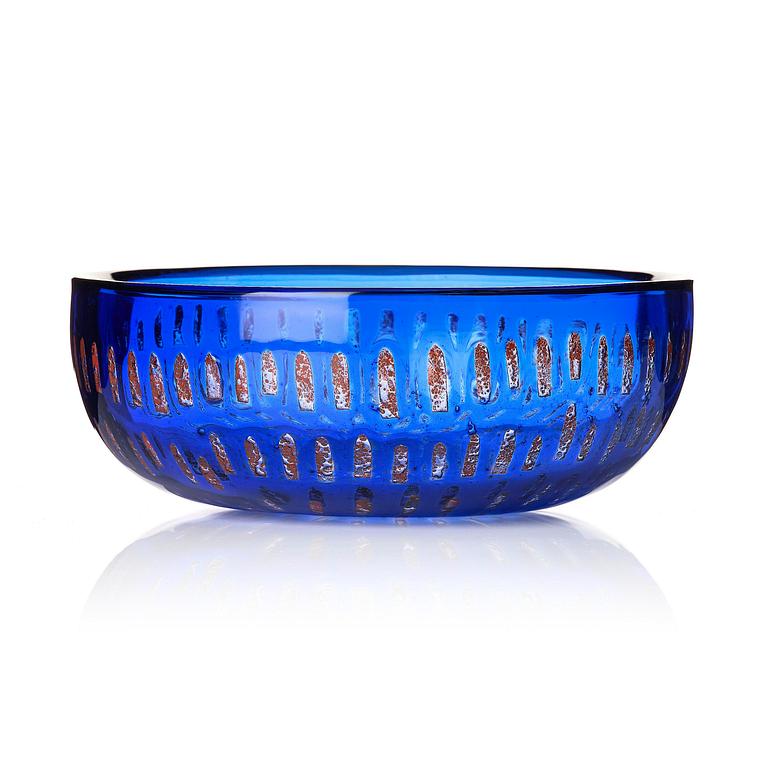 Sven Palmqvist, a ravenna glass bowl, Orrefors, Sweden, 1975, no 6228.