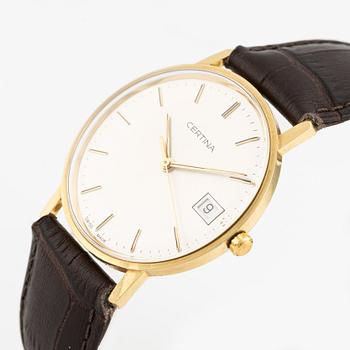 Certina, wristwatch, 18K gold, 33 mm.