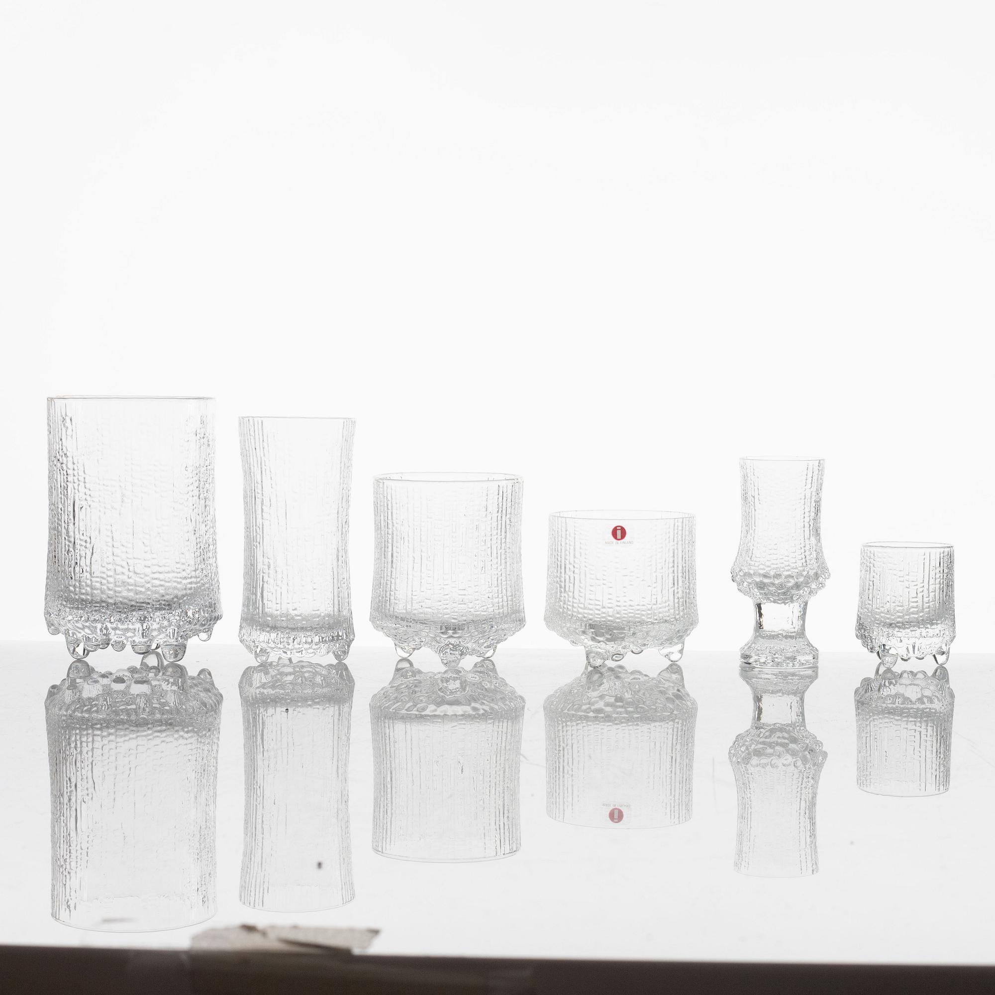 Tapio Wirkkala, servisdelar, glas, 60 delar,  "Ultima Thule", Iittala, 1900-talets andra hälft.
