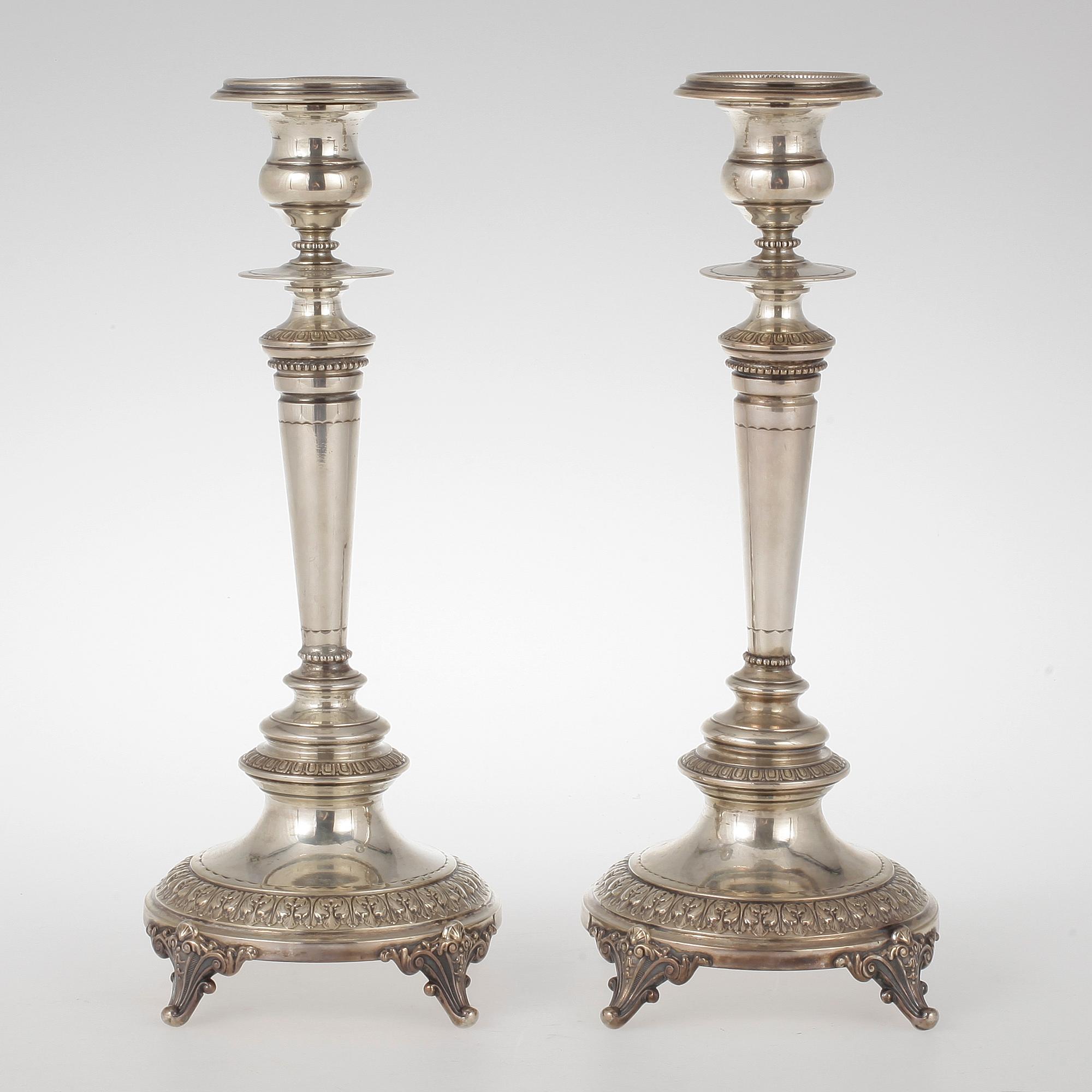 LJUSSTAKAR, ett par, silver, nyrenässans, Guldsmedsaktiebolaget, Stockholm, 1896.