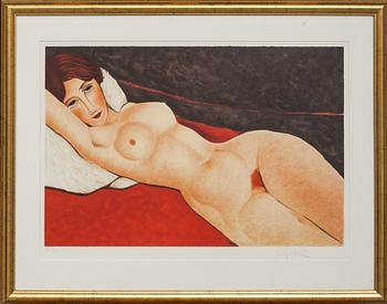 AMADEO MODIGLIANI, efter, färglitografi, stämpelsignerad och numrerad XVI/XX.