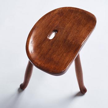 Josef Frank, a three legged mahogany stool, model 336, Svenskt Tenn, Sweden 1940-1950s.