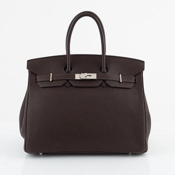 Hermès, a chocolate brown Togo leather 'Birkin 35' handbag, 2008.