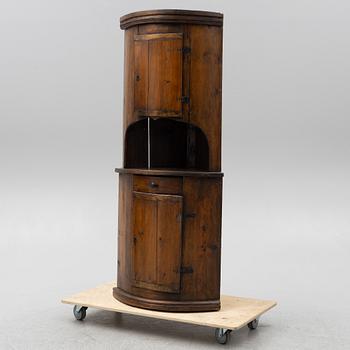 Corner cupboard, folk art, circa 1800.
