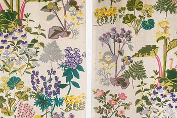 Gocken Jobs, Curtain panels, a pair, "Rhubarb", Jobs Handprint.