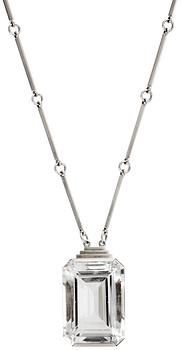 665. A Wiwen Nilsson sterling and facet cut rock crystal pendant and chain, Lund 1942.
