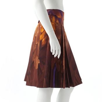 PRADA, a brown, yellow and purple skirt. Size 42.