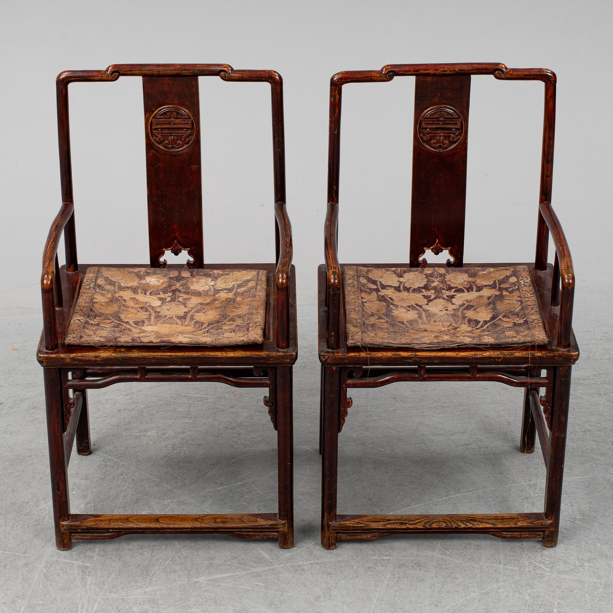 KARMSTOLAR, ett par, Sen Qingdynastin.
