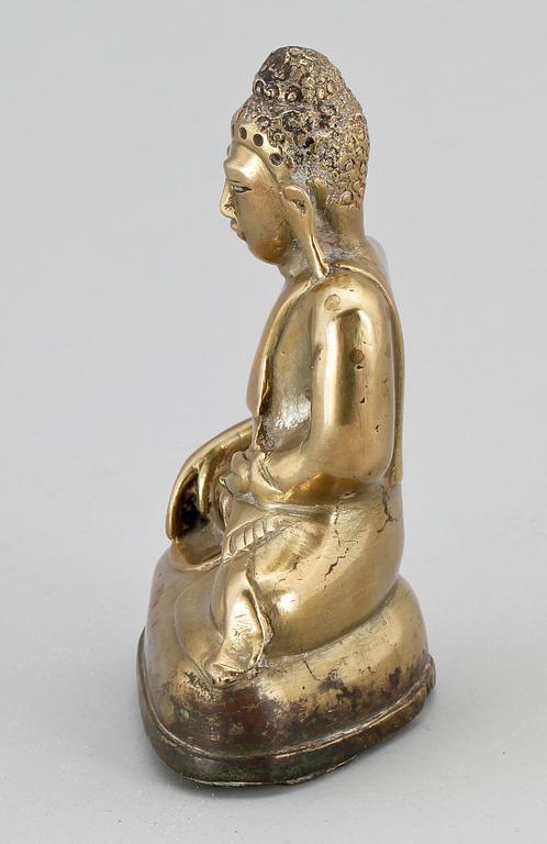 BUDDHAFIGUR, mässing. Orientalisk. 18/1900-tal.