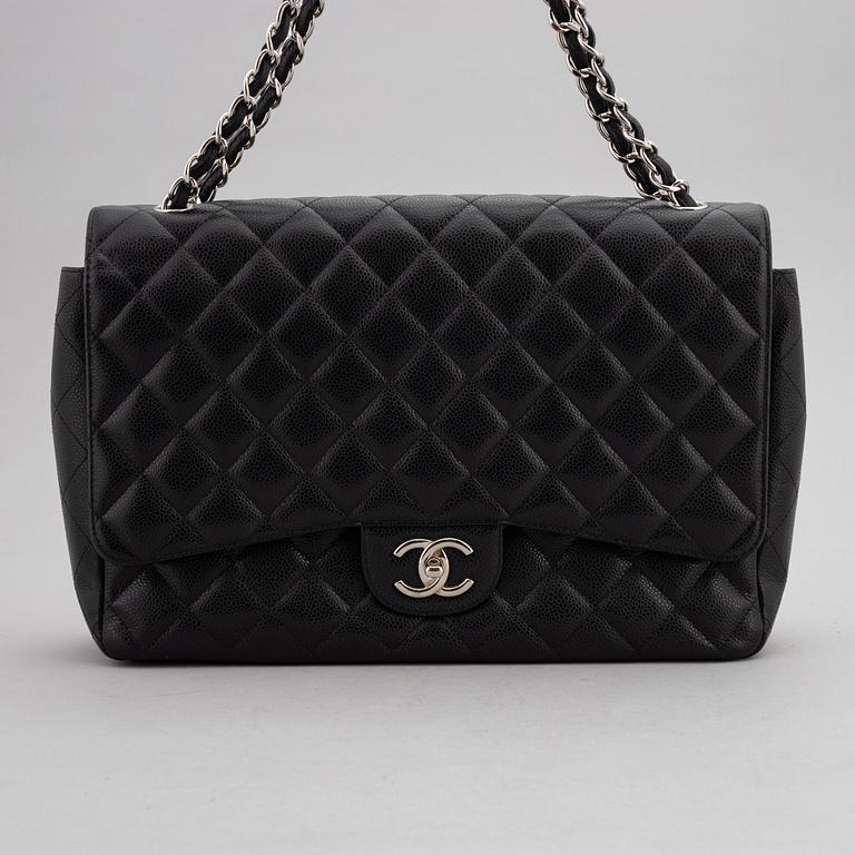 Chanel, a black caviar leather 'Double Flap Bag Jumbo', 2011.