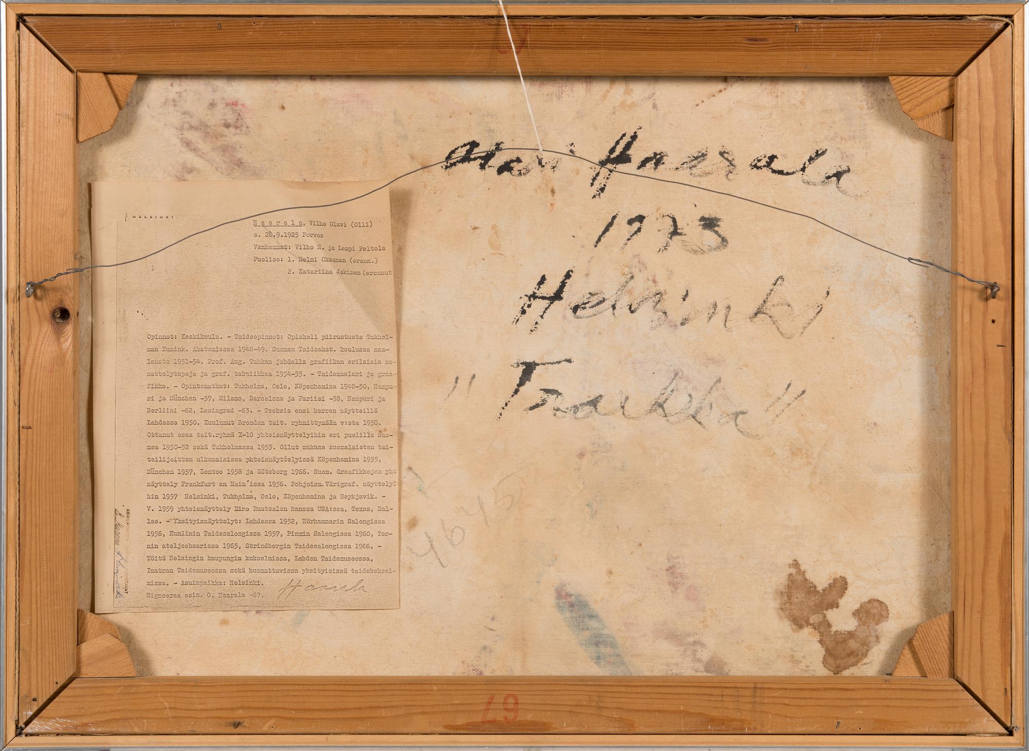 OLAVI HAARALA, oil on canvas, signed and dated 1973.