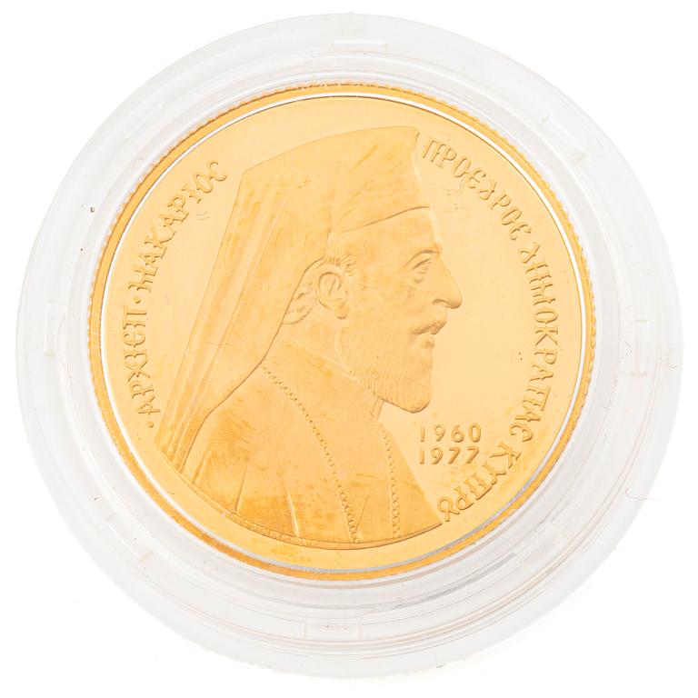 Gold coin, Cyprus, Archbishop Makarios, 50 Pounds, 1977.