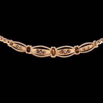 SMYCKESSET, 14K guld, diamanter. Vikt ca 17,2 g.